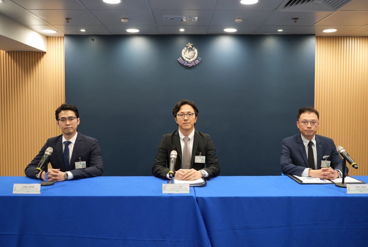 元朗警區助理指揮官(刑事)警司王子于、刑事部總督察張晉堂及督察吳冠麟
