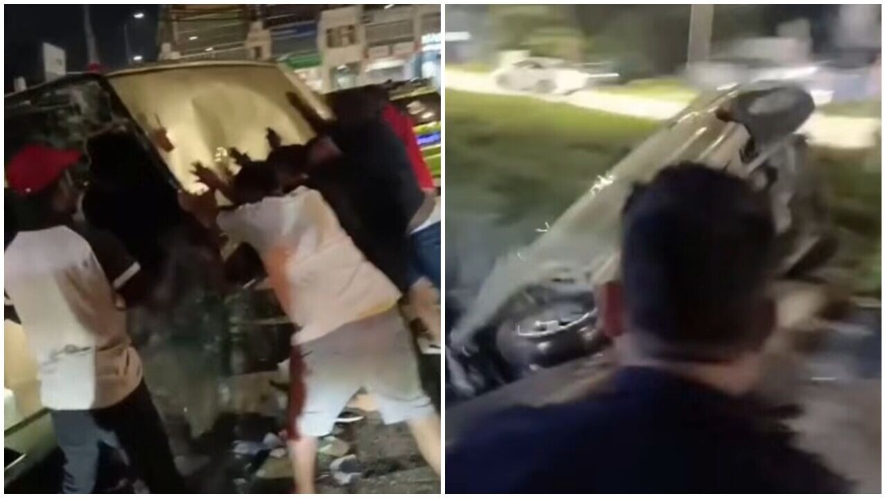 熱心民眾合力扶車變催命符，司機連人帶車墮溝亡。(FB)