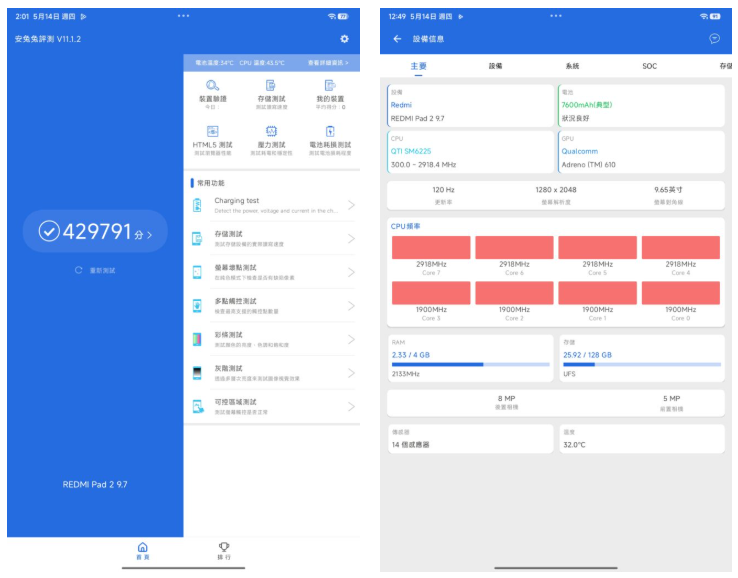 Redmi Pad 2 9.7平板電腦規格包括4GB RAM 以及 128GB 的 UFS 2.2 儲存空間