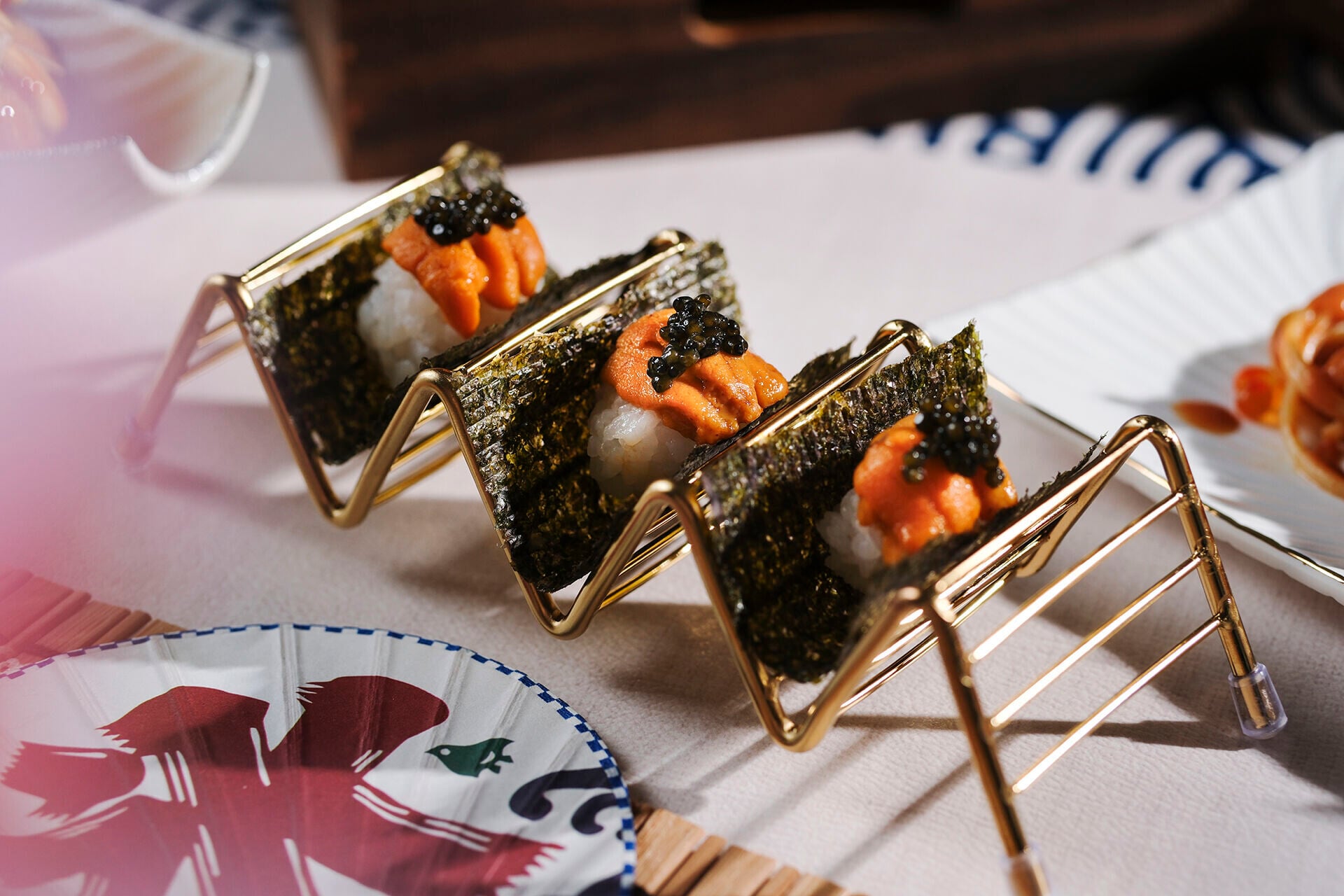 Sea Urchin and Salmon Roe Sushi Taco h