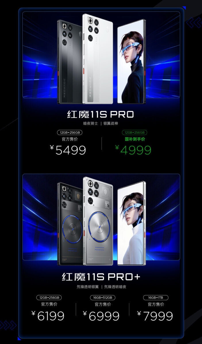 紅魔 11S Pro電競手機價錢,圖為人民幣
