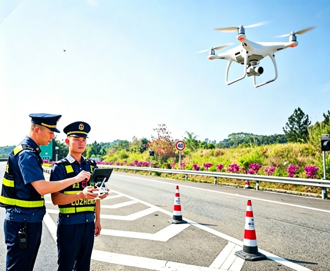 在春運及五一期間,廣賀高速廣東段運用無人機蜂巢應急處置系統,監察易堵路段及事故黑點。(網上圖片)