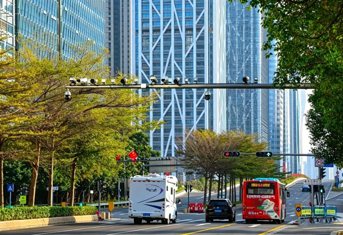 深圳全市3409個重點路口,三成配有智能信控,利用AI自主識別路況,當交通擠塞時自動延長綠燈時長,快速疏導交通。(圖片來源:深圳龍崗交警)