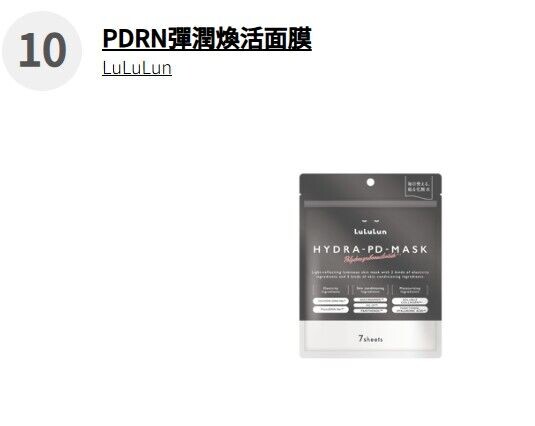綜合賞 第十位 Lululun PDRN 彈潤煥活面膜
