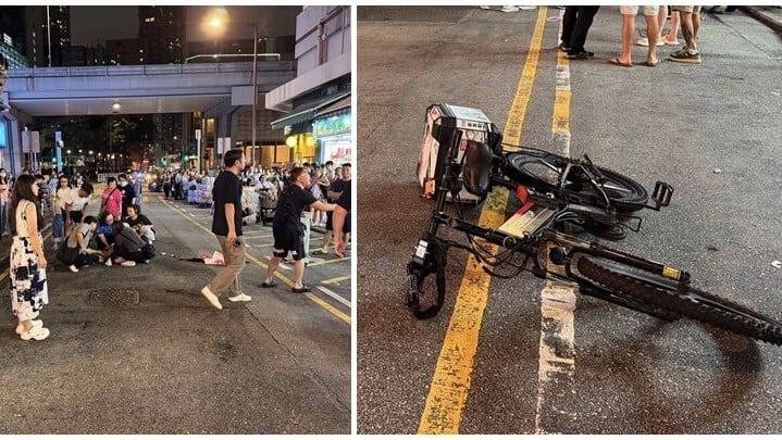 大角咀電動單車撞跌八旬婦，南亞裔騎手逃走被途人制止(大角咀人和事FB)