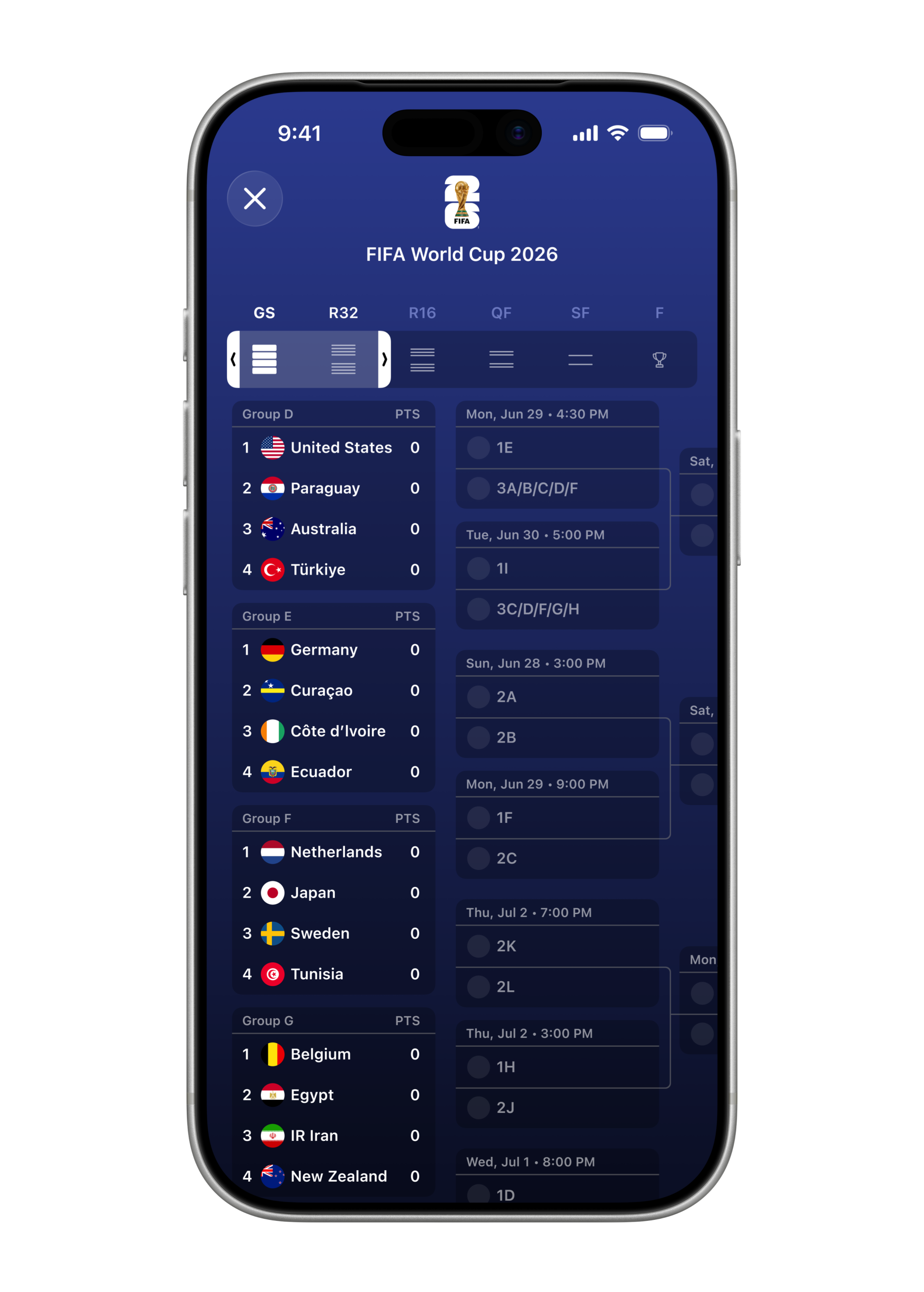 世界盃2026|《Apple Sports》世界盃賽程清晰呈現。