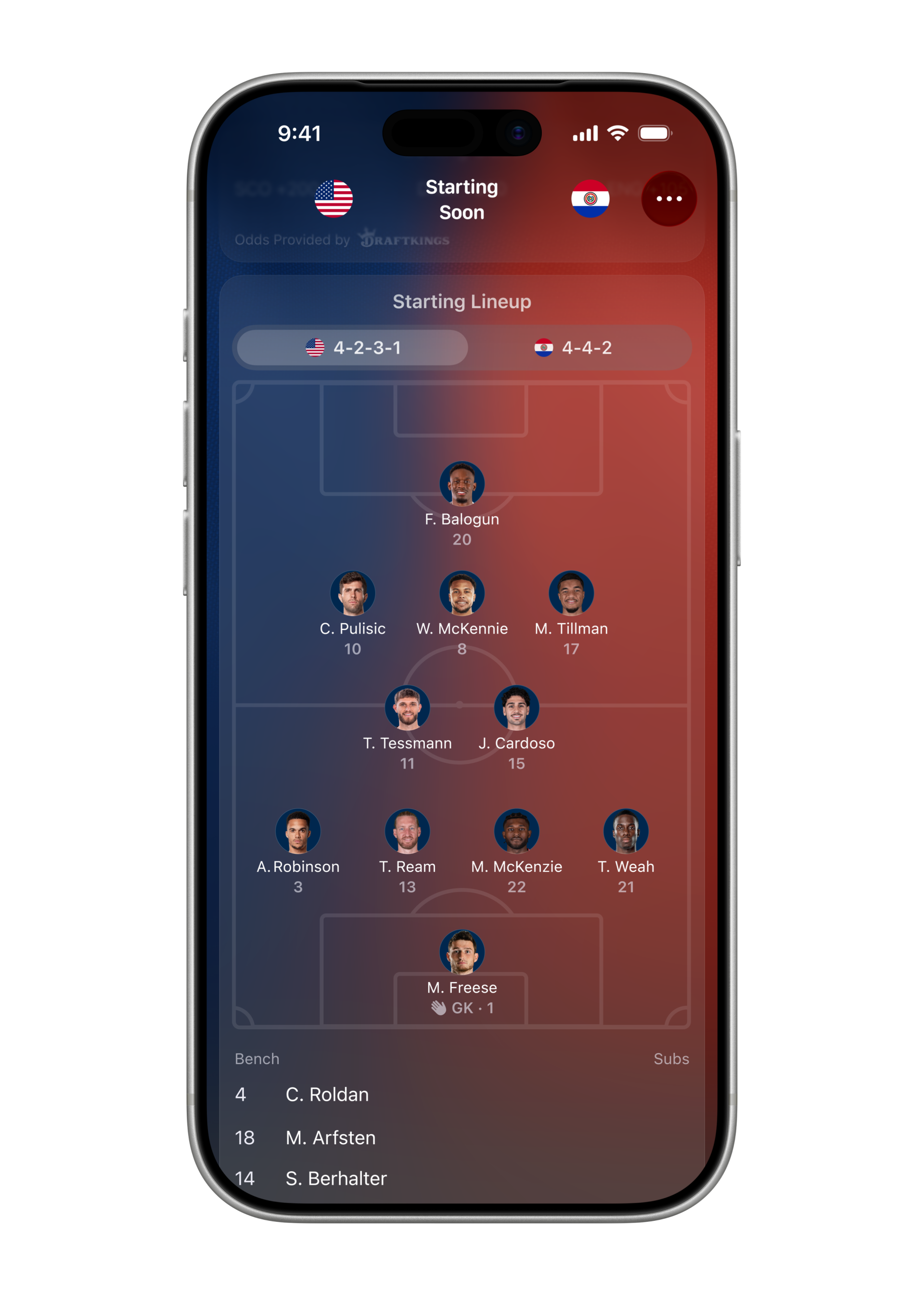 世界盃2026|《Apple Sports》可看到出場陣容。