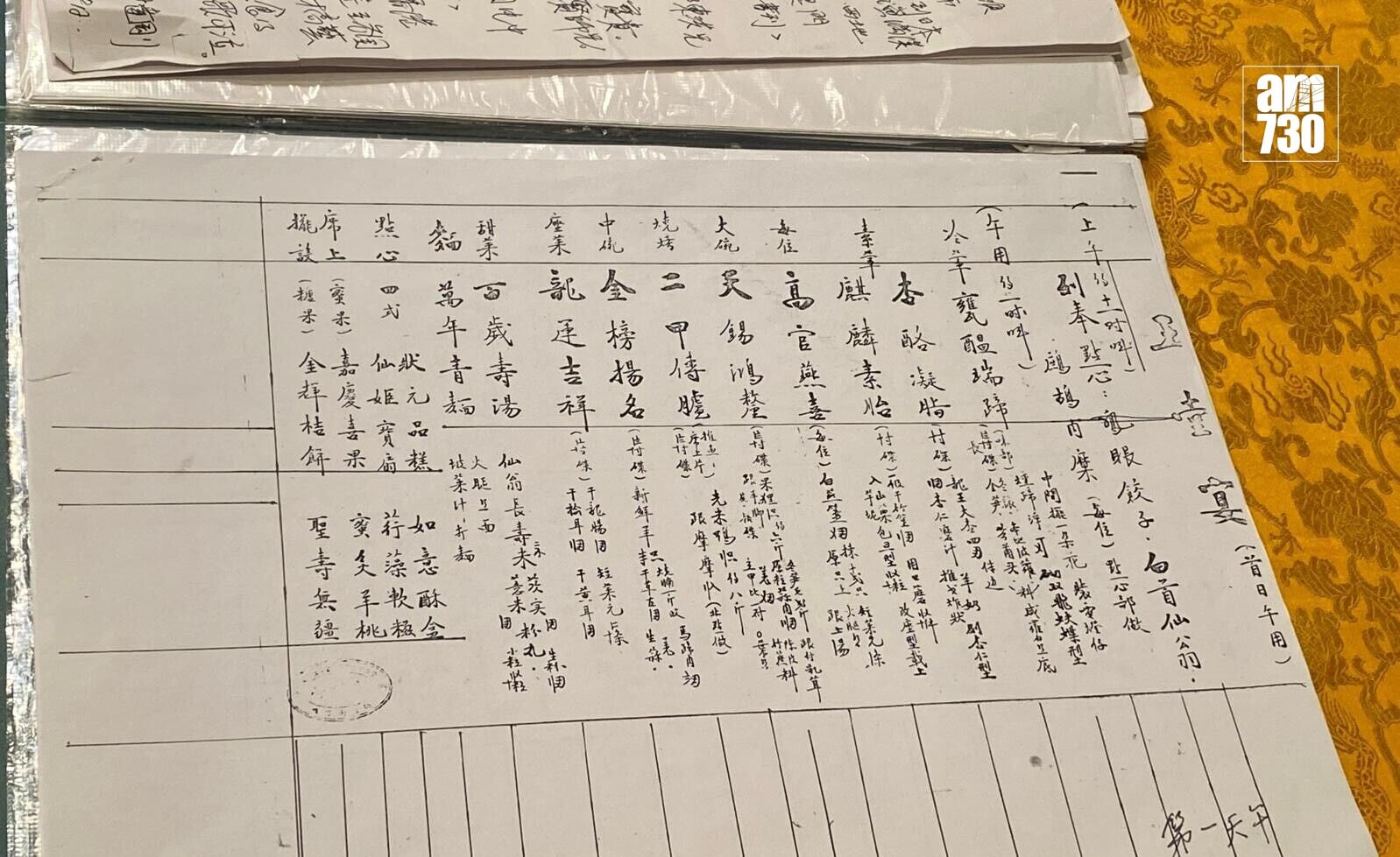Old menu