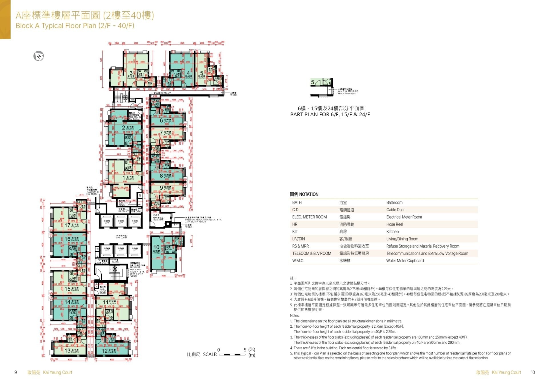 居屋2025｜啟德啟陽苑A座標準樓層平面圖（2樓至40樓）