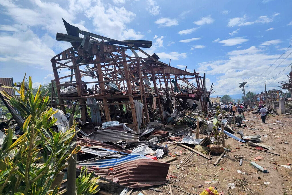 緬甸北部撣邦(Shan State)發生爆炸,衝擊波震碎周邊建築物(美聯社)
