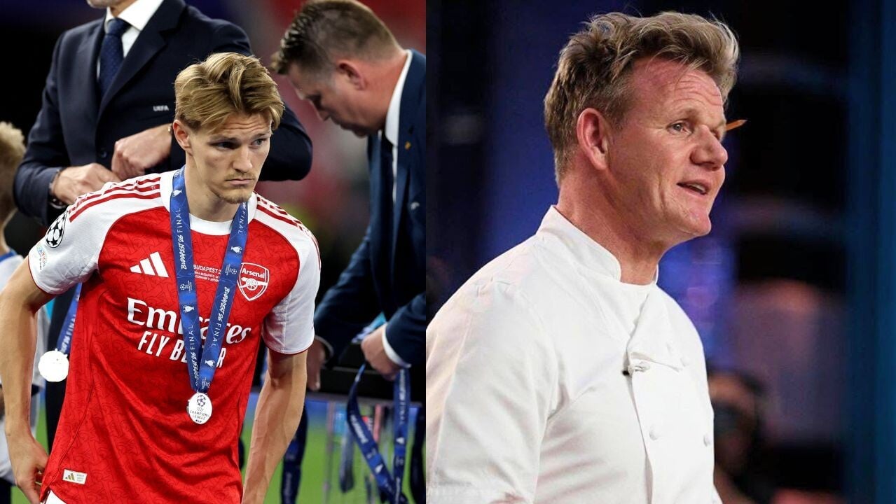 馬田奧迪加特(Martin Odegaard、左)與名廚Gordon Ramsay髮型及外表相似