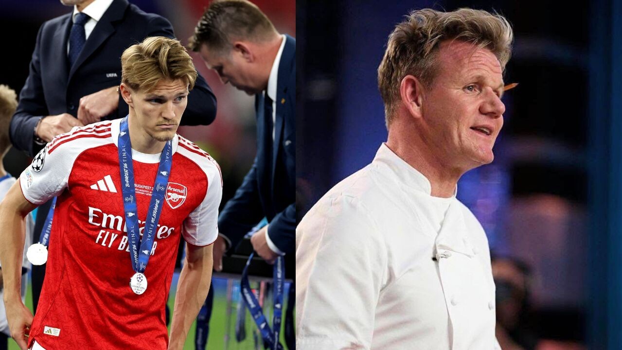 馬田奧迪加特(Martin Odegaard、左)與名廚Gordon Ramsay髮型及外表相似