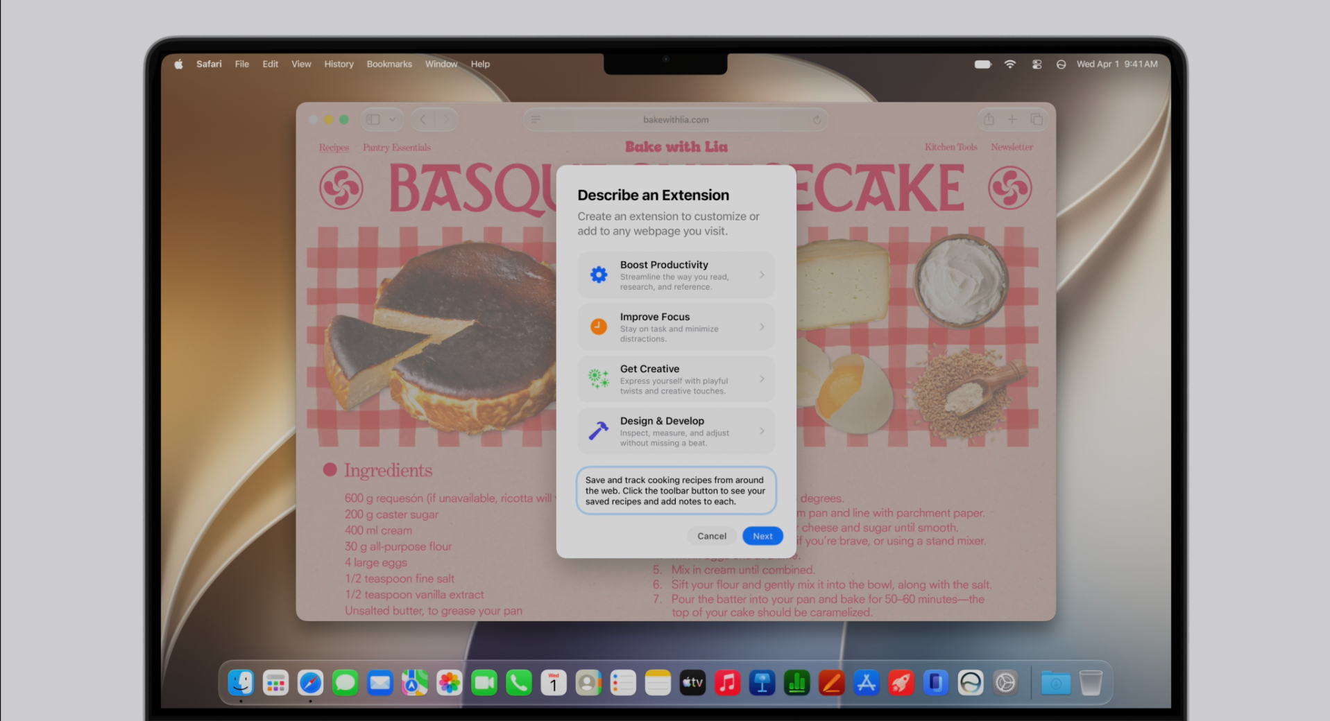 WWDC26|Safari可以自訂個人化的擴充工具。