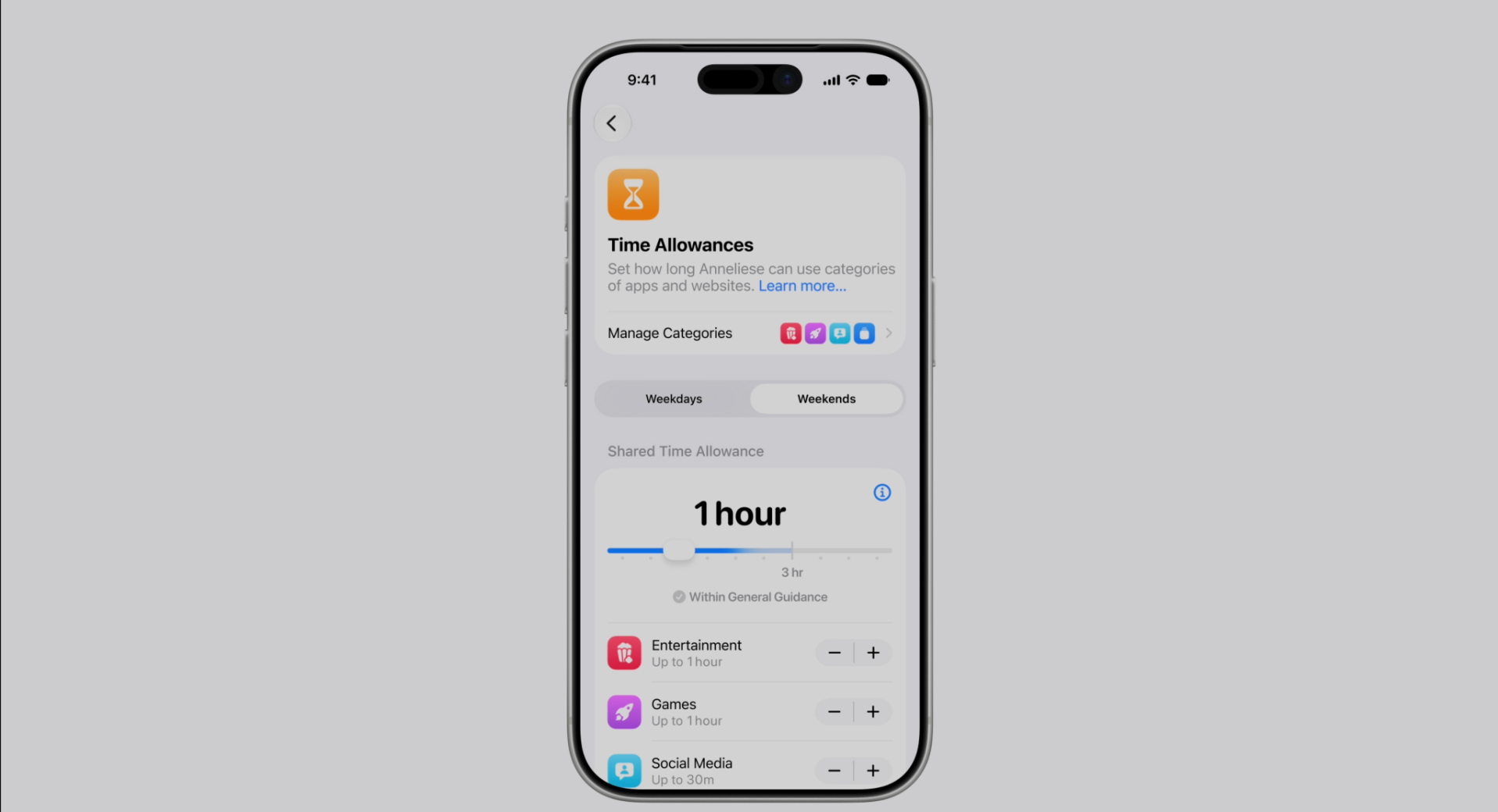 WWDC26|時限可控制兒童使用時間。
