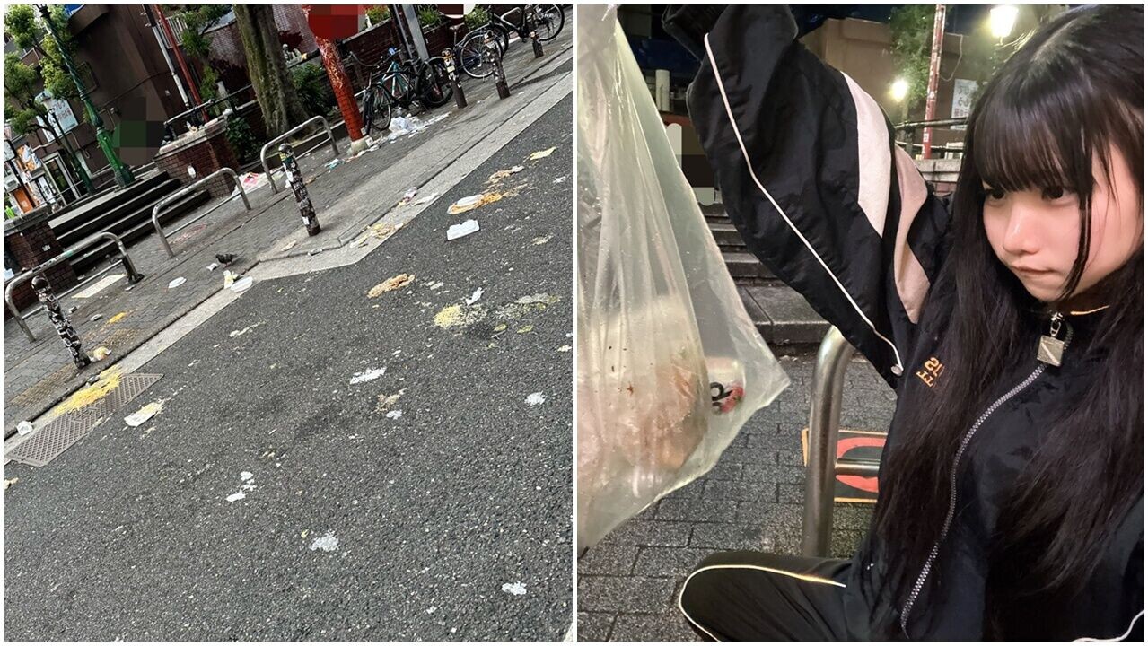 日本街道寧舍乾淨？女星「我一天沒幫撿垃圾」就變這樣。(X)