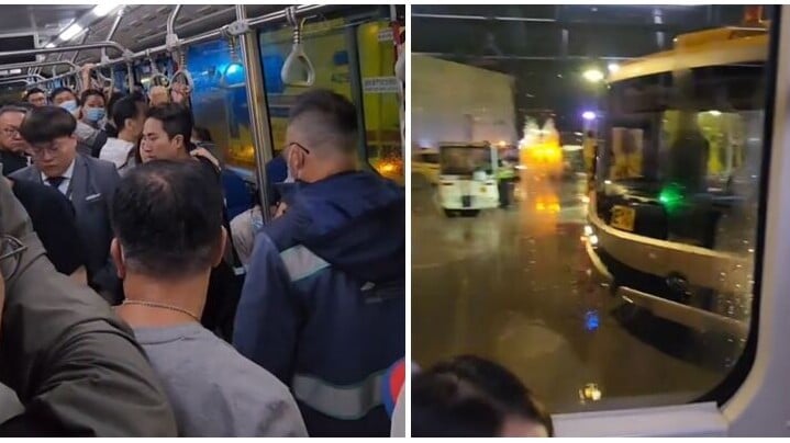 機場禁區南停機坪兩輛運載飛機搭客的穿梭巴士相撞，造成4人受傷。有涉事穿梭巴士乘客拍得有傷者由家屬及機場職員陪同下離開巴士步行登救護車。(Threads)