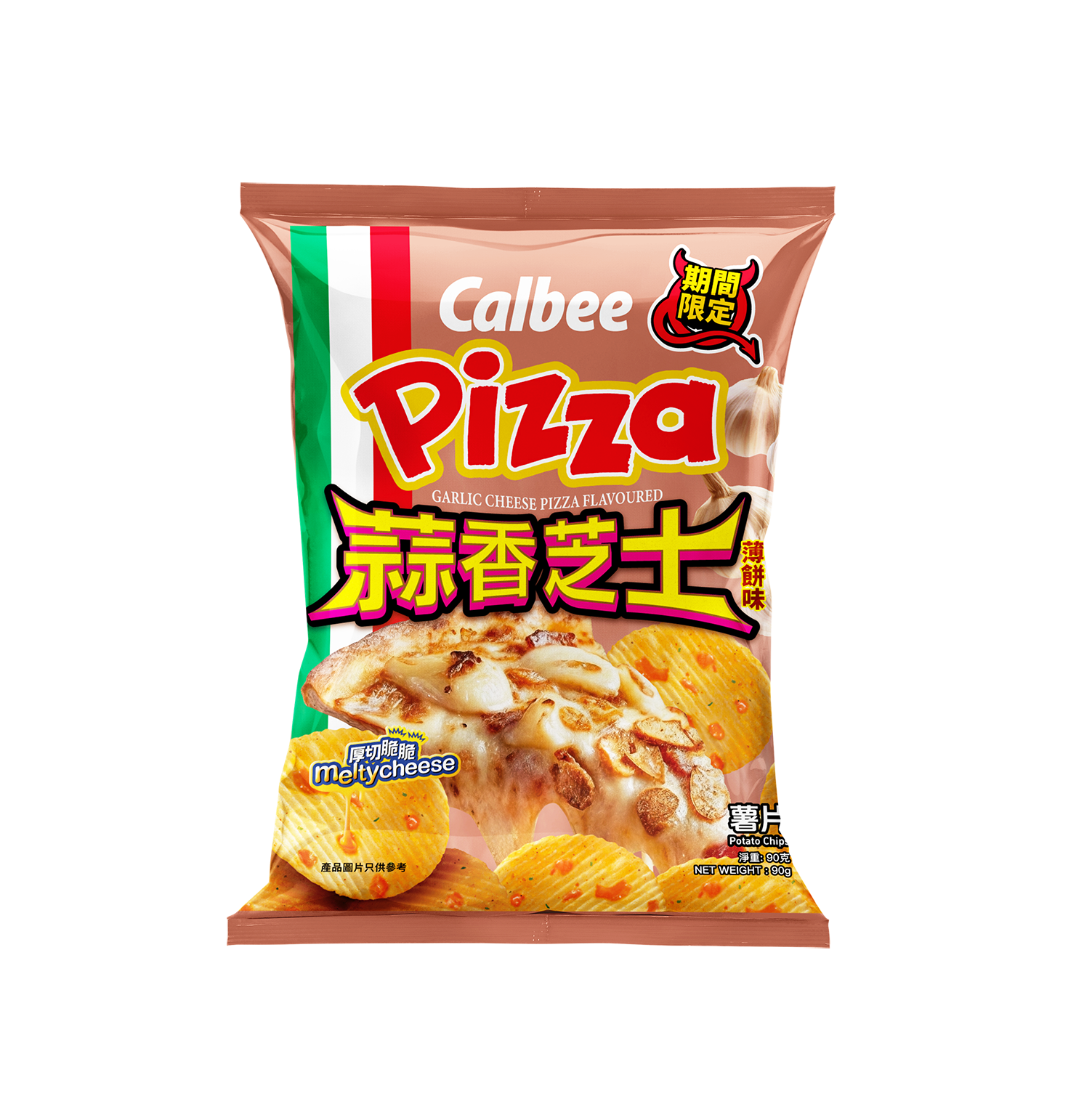 011709589 卡樂B蒜香芝士薄餅味薯片90克