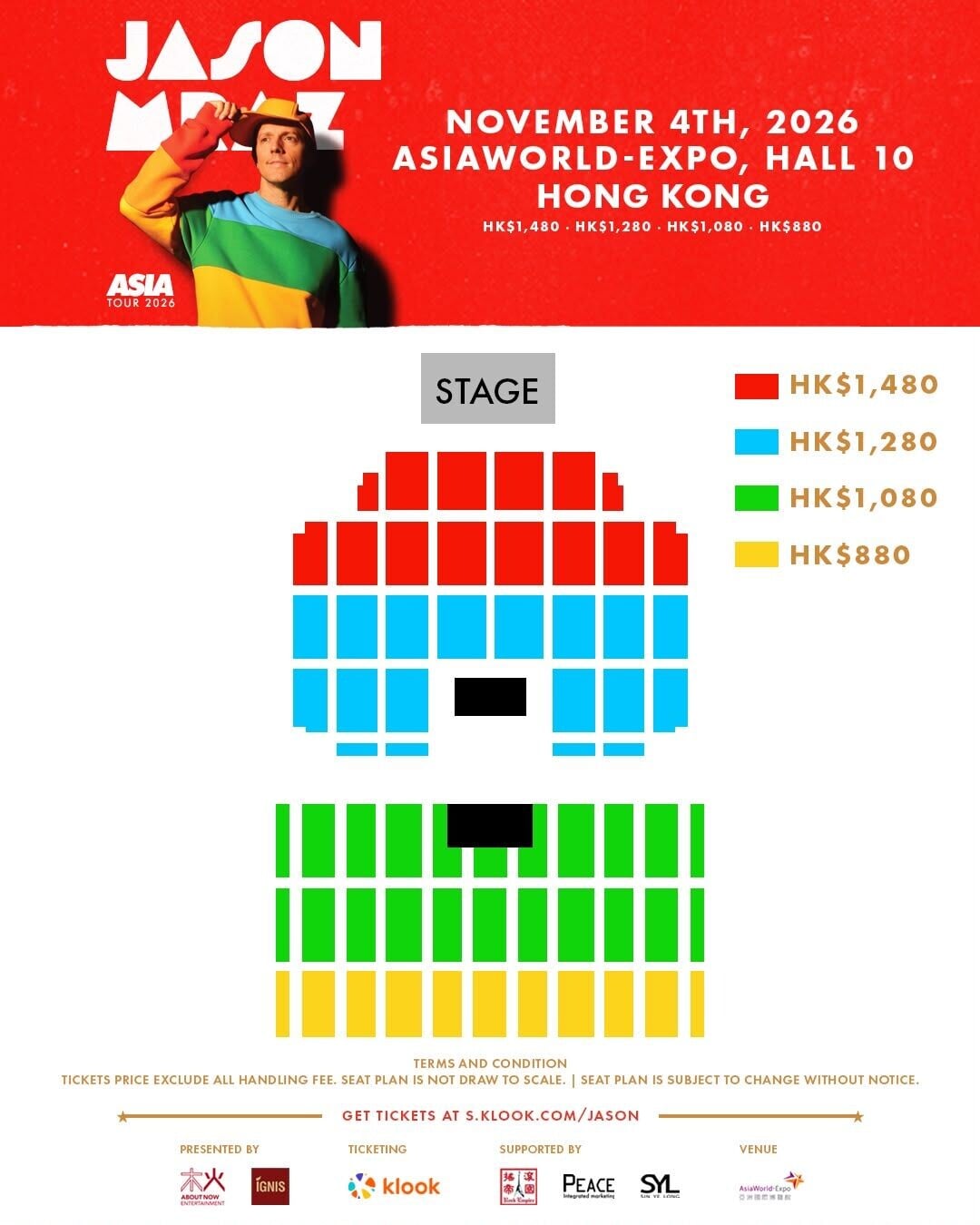 Jason Mraz HK Seating Plan
