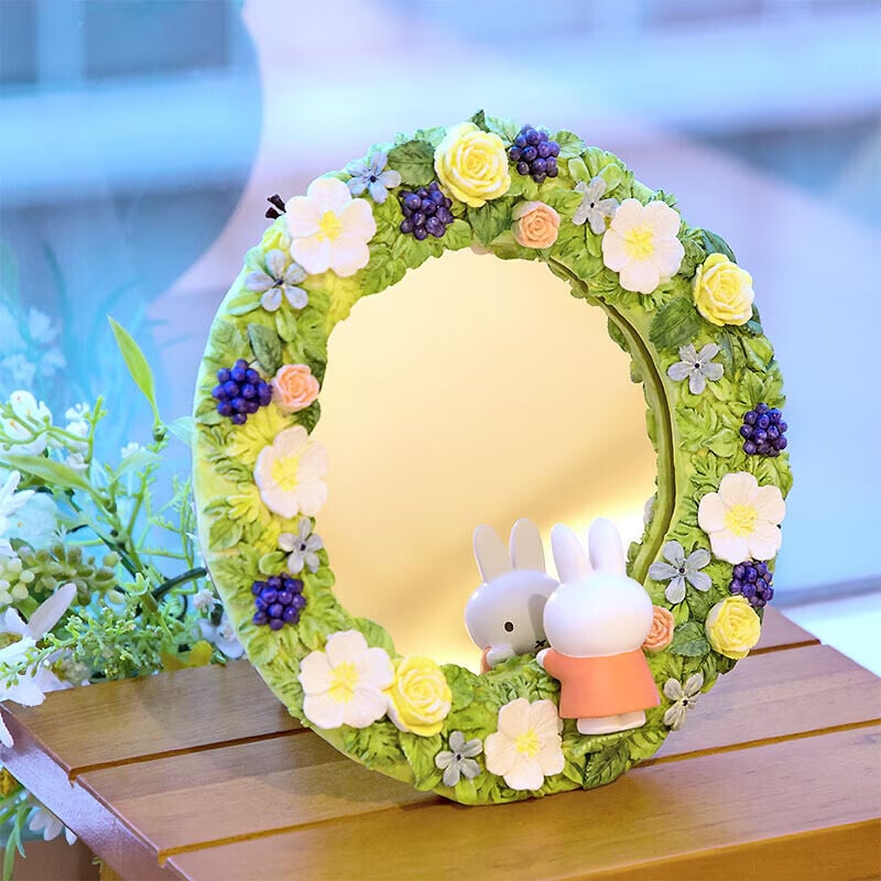 Flower Miffy Floral Ring Tabletop Wall Dual Use Mirror HKD380 (1)