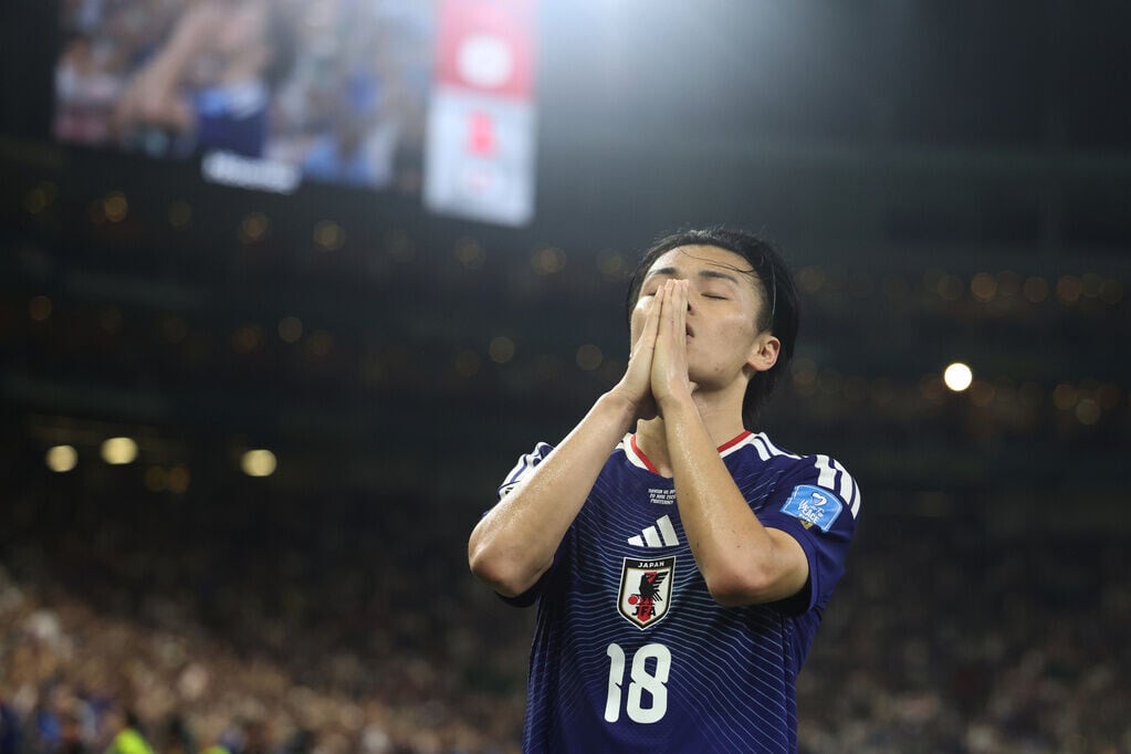 世界盃2026,上田綺世為日本射成2︰0(AP)