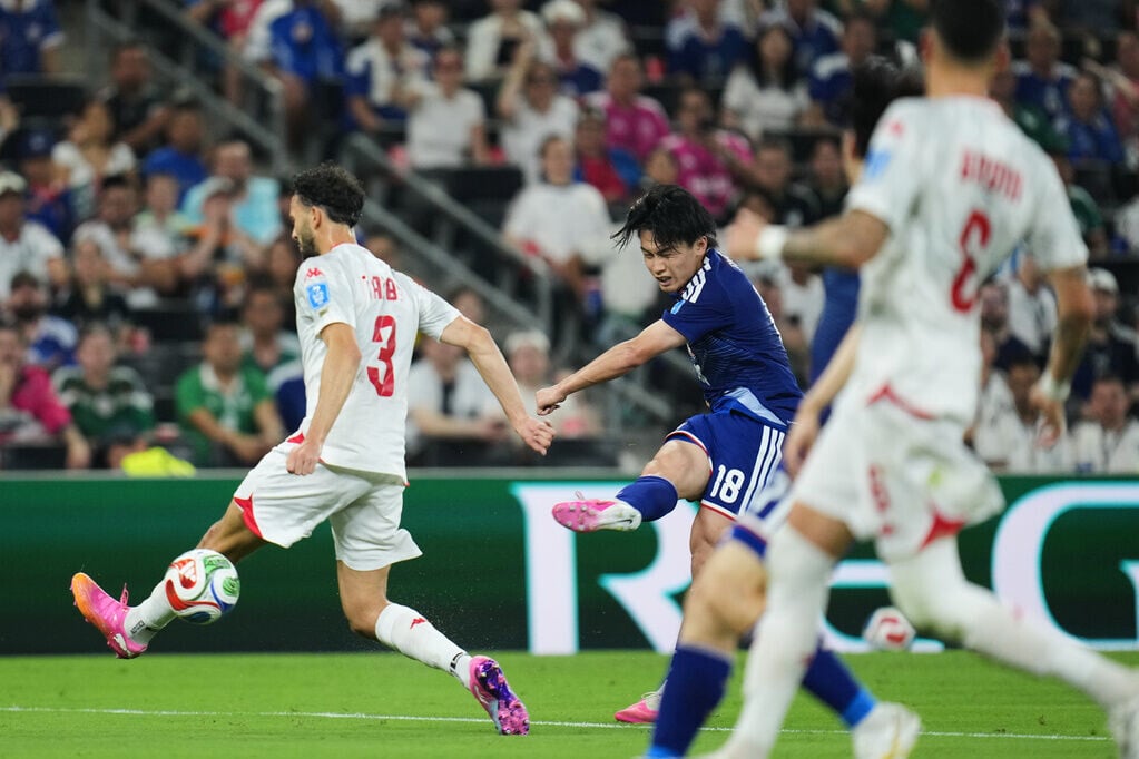世界盃2026,上田綺世為日本射成2︰0(AP)