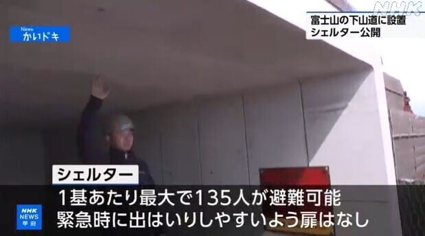 富士山火山爆發避難設施