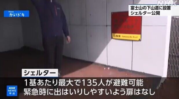 富士山火山爆發避難設施