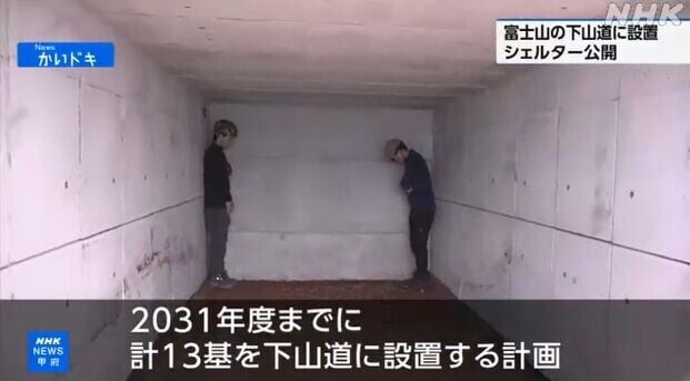 富士山火山爆發避難設施