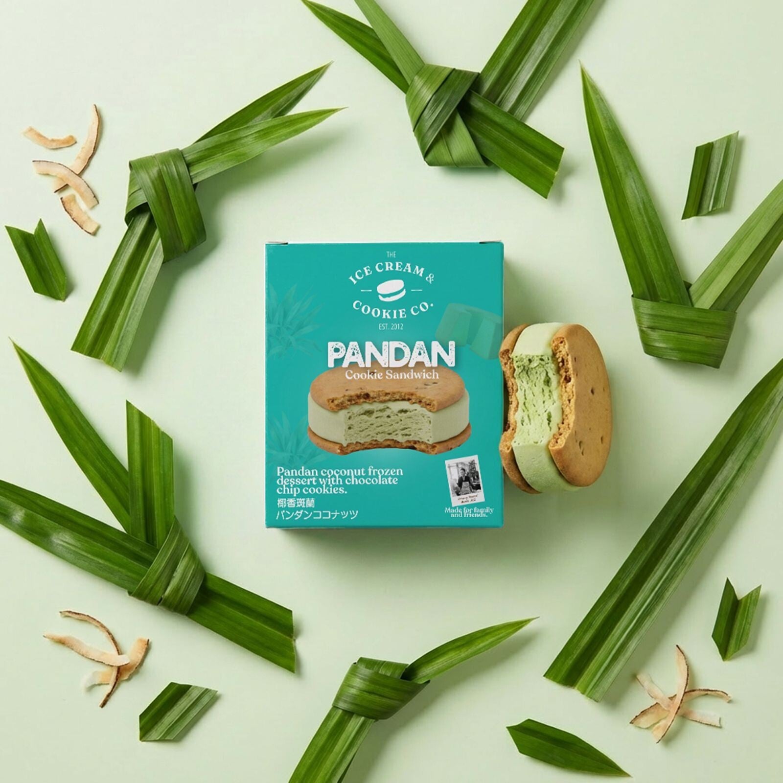 1(Pandan Frozen Dessert with Chocolate Chip Cookies)