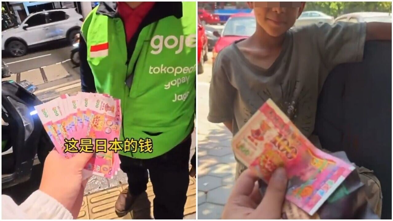 內地網紅冒充日本人，用陰司紙騙埃及童、印尼人。(微博)