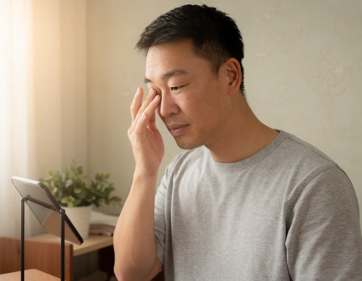 樂姓男子連拍眼皮3天致視網膜剝離。（示意圖／AI生成）