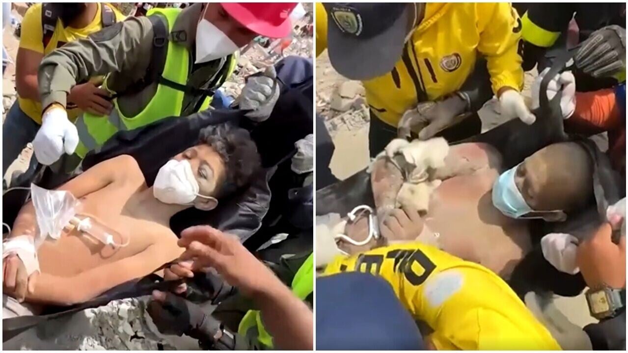 委內瑞拉地震死亡人數達1450人，父子受困4日奇蹟獲救。(AP)