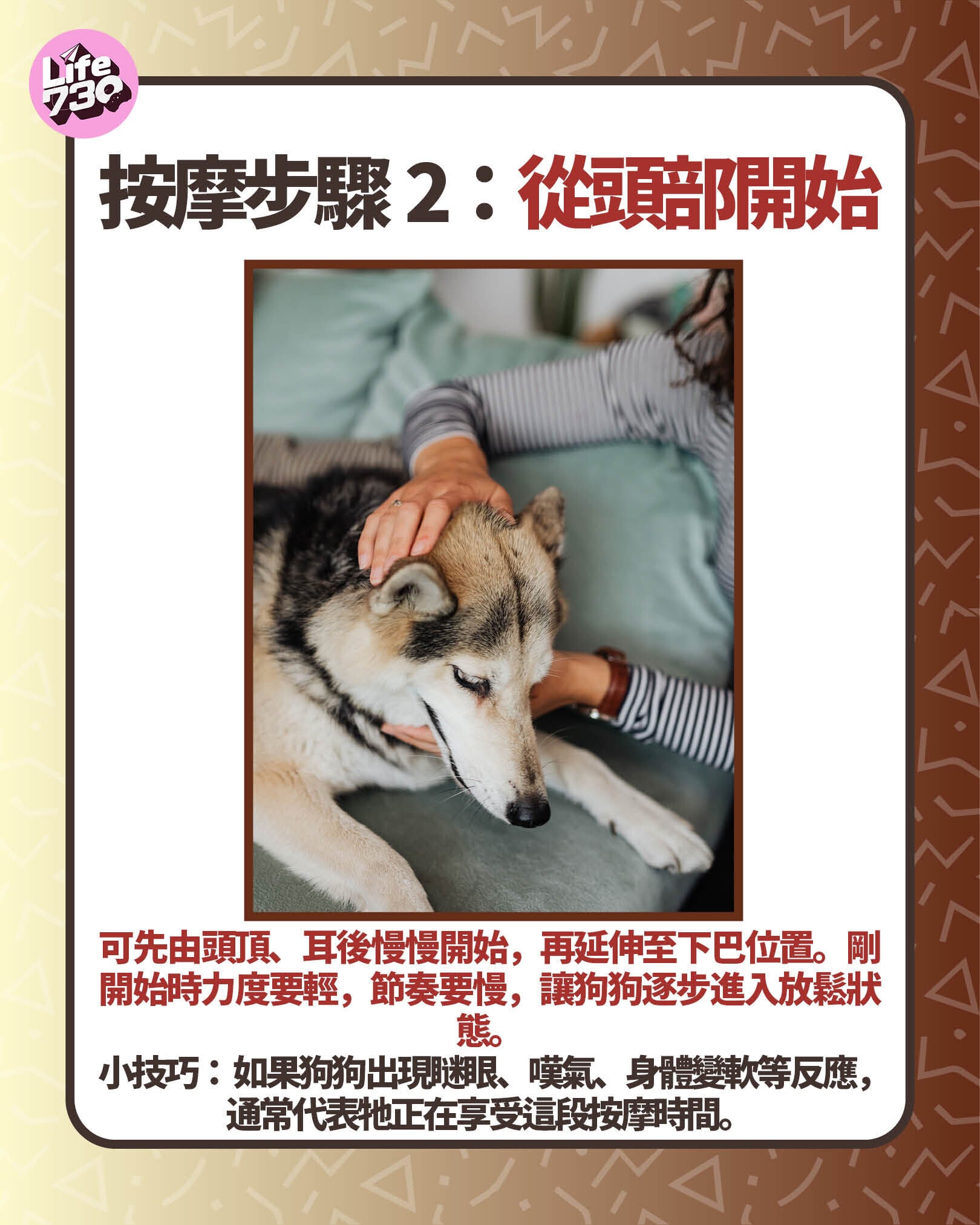 按摩步驟2:從頭部開始