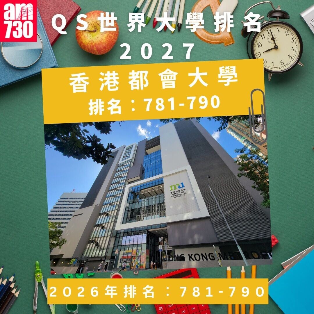 QS世界大學排名2027—香港院校/大學排名｜香港都會大學（am730製圖）