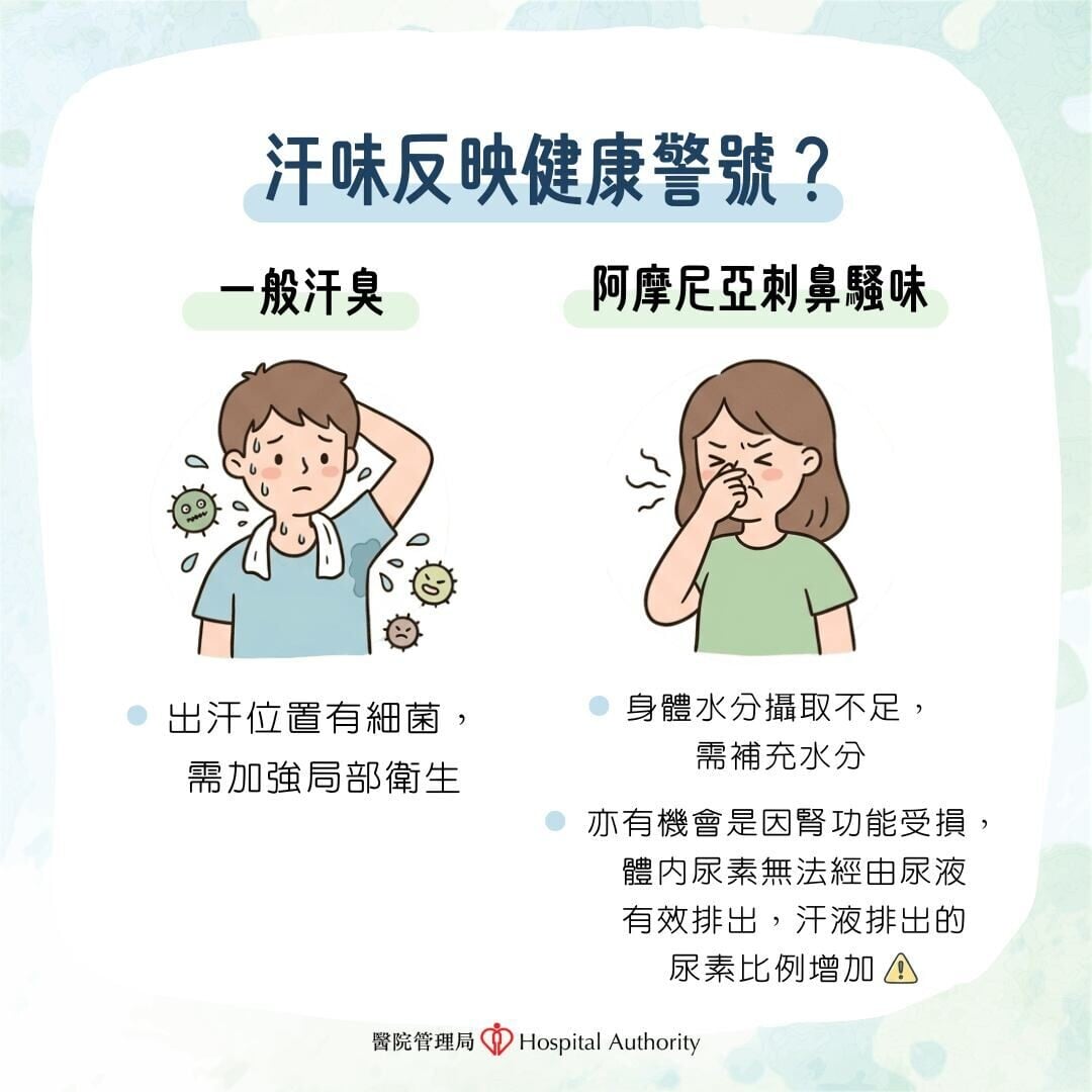 汗味反映健康警號？（醫院管理局）
