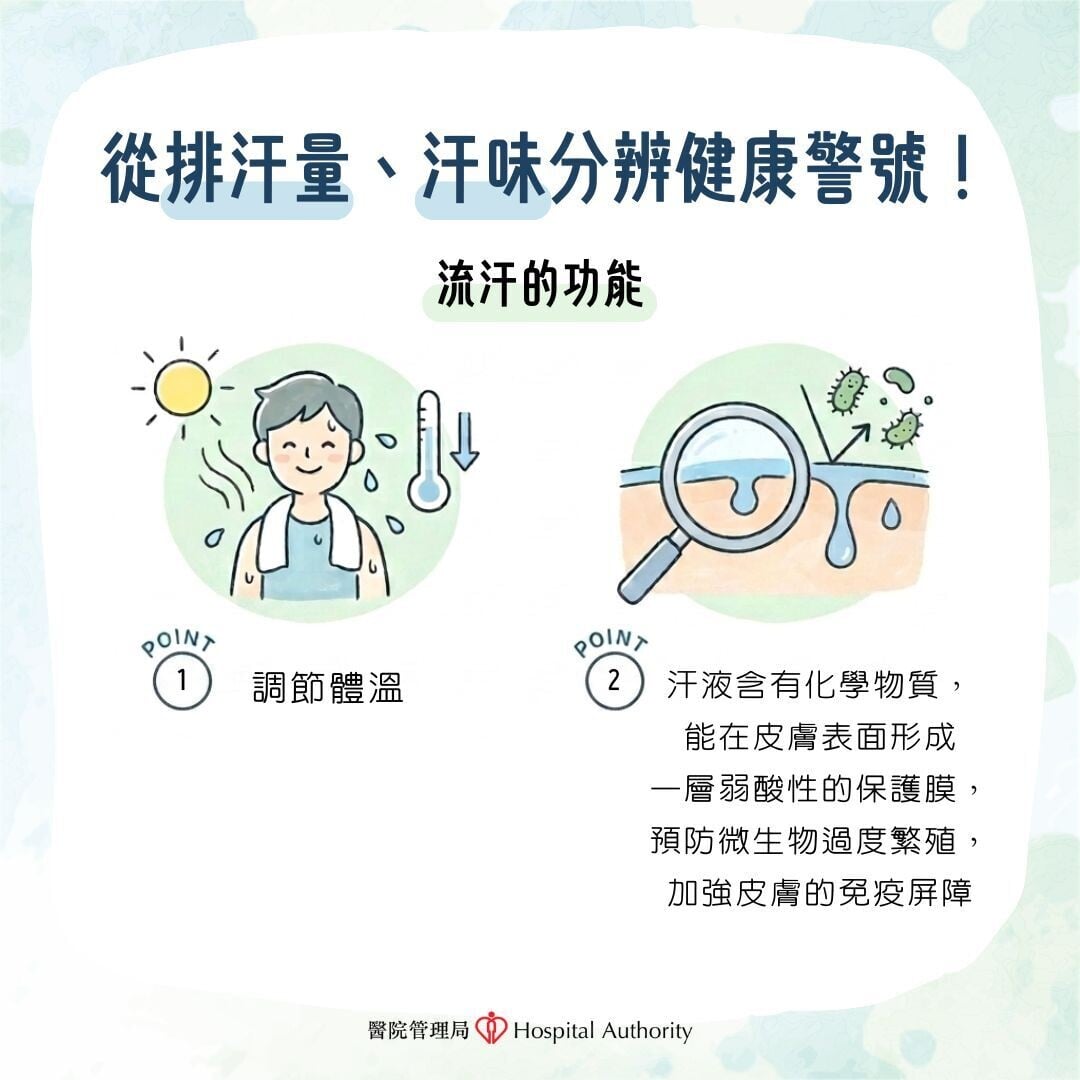 從排汗量、汗味分辨健康警號（醫院管理局）