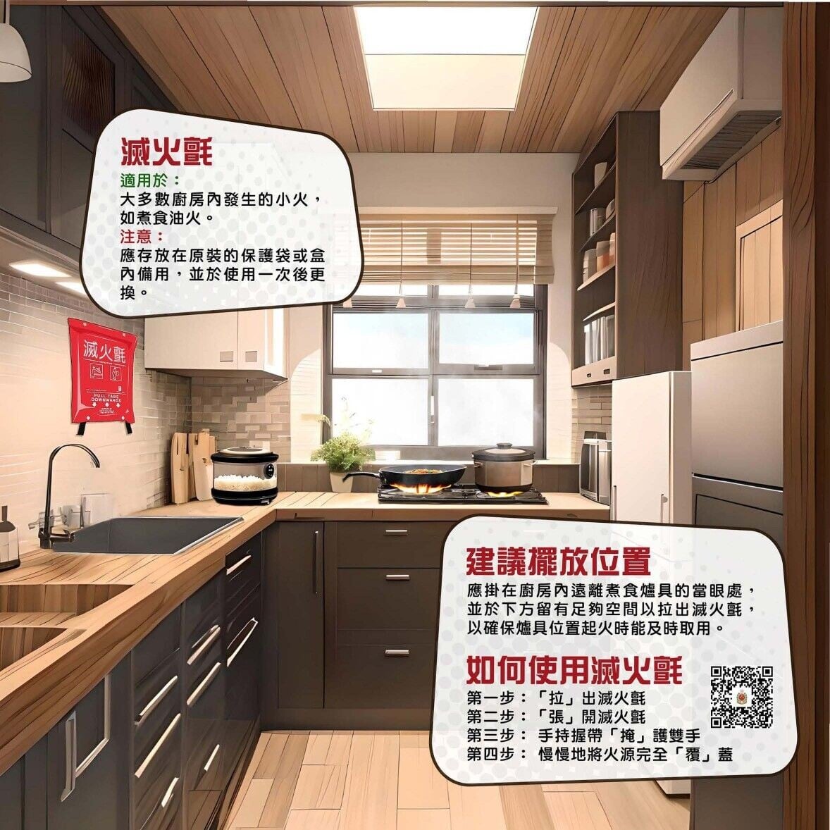 正確選擇滅火器具及家居手提滅火設備的建議擺放位置（消防處）