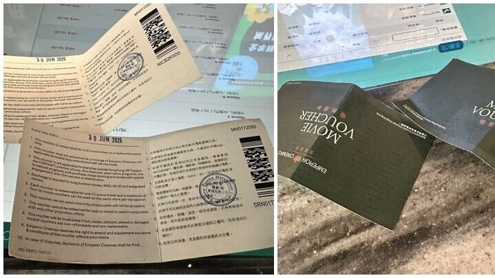有女網民分享在戲院排隊買飛時，突獲陌生人送贈戲飛的經過，指對方因一個人用不上4張當日到期的門票換領券，便將其中兩張轉贈，樓主原想買飲品爆谷回禮，但已不見對方蹤影，故發帖「尋人」並向對方表達感謝。(Threads)