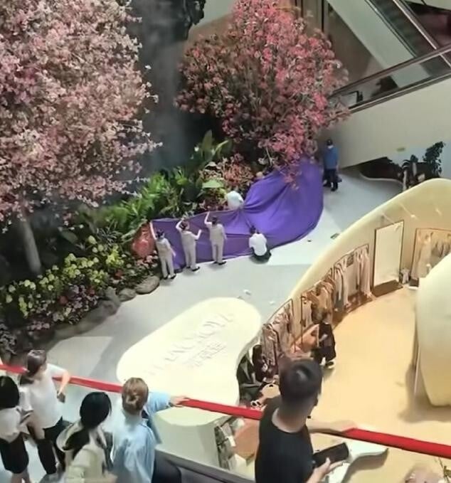 嚴男在商場內墮樓。（圖／翻攝新浪微博）