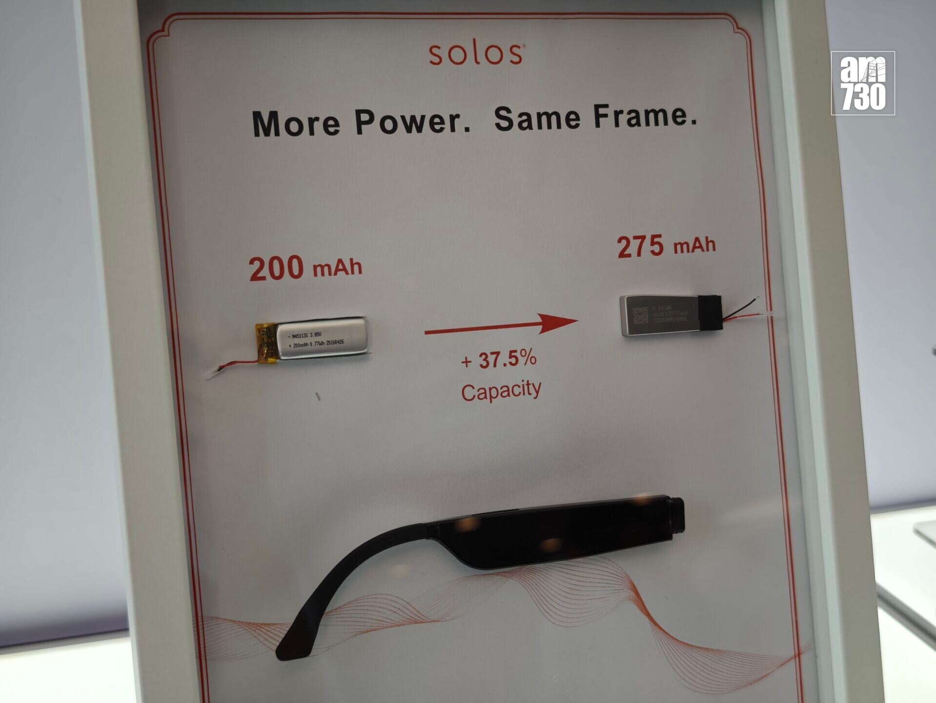 Solos AirGo V2智能眼鏡電池續航力增加。