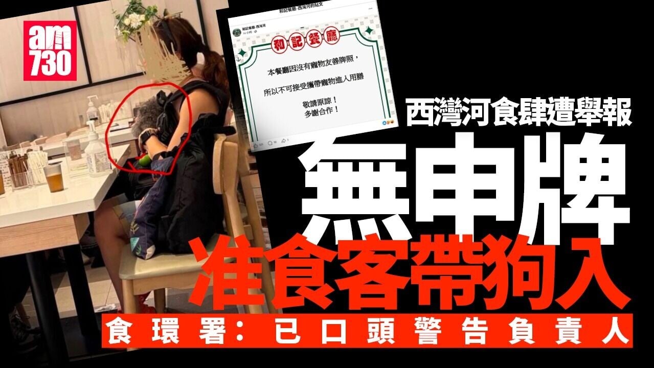狗隻入食肆｜西灣河無申請食肆疑准食客帶狗入　食環署：已巡查、口頭警告負責人