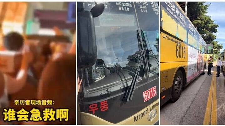 一輛載有約20名乘客、由首爾市區開往仁川國際機場的機場巴士行駛途中司機昏迷。車上多名中國女子挺身控制軚盤及煞車，在高速車流中將巴士停在應急車道，隨後更進行心肺復甦及報警(影片截圖)