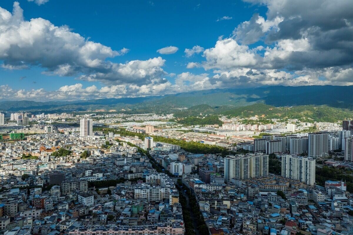 雲南臨滄城區航拍。(圖片來源:視覺中國)