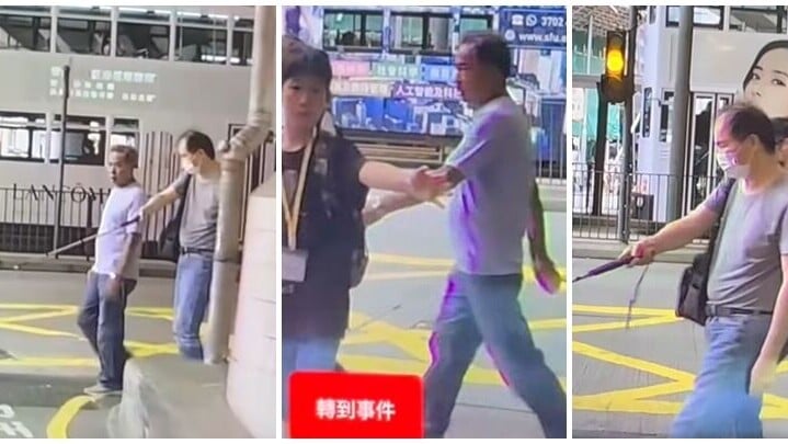 當時車主正駕駛車輛在灣仔堅拿道東近消防局對開行駛，準備轉出軒尼詩道。此時一名男童過馬路時，因發現後方有一名失明人士手持「盲公竹」手杖準備過路，遂立即上前截停來車，為對方開路。(fb車cam L（香港群組）)