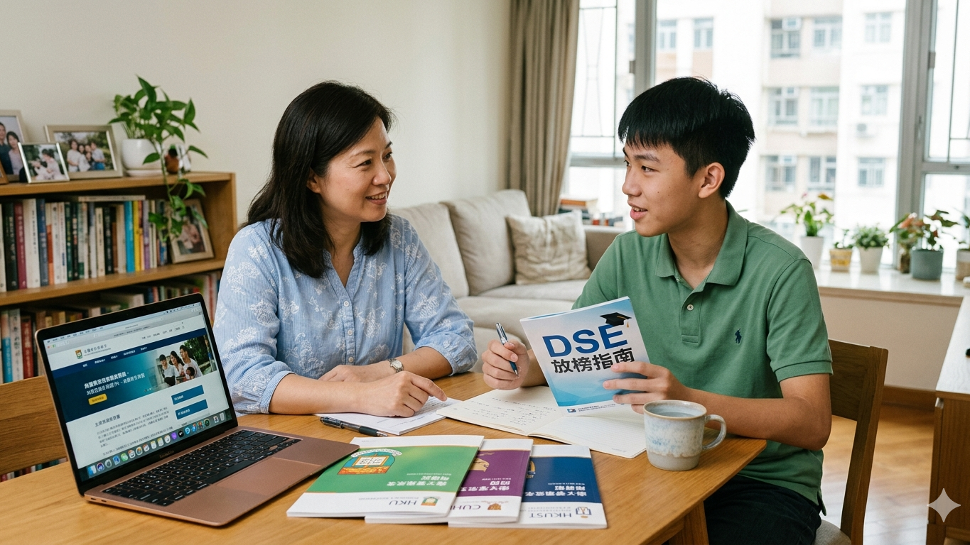 家長給予子女支持與肯定，是陪伴他們迎接DSE放榜最強的後盾。（圖片來源：Google Gemini AI生成圖）