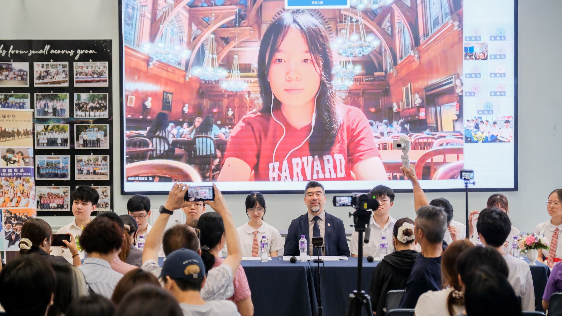 DSE放榜2026｜保良局董玉娣中學女狀元李心兒正於哈佛大學修讀暑期課程，透過視像通話表示傾向入讀中大醫科。(校方提供)