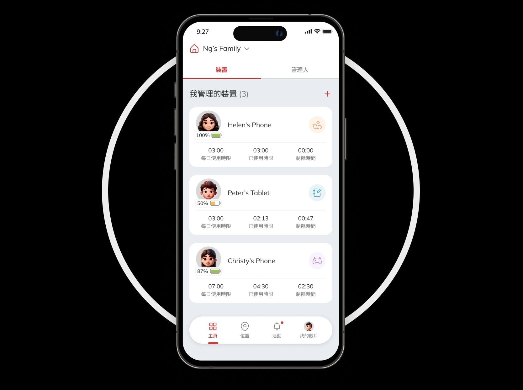 「Kids CARE」可以跨平台管理多個裝置,不限電訊商網絡。