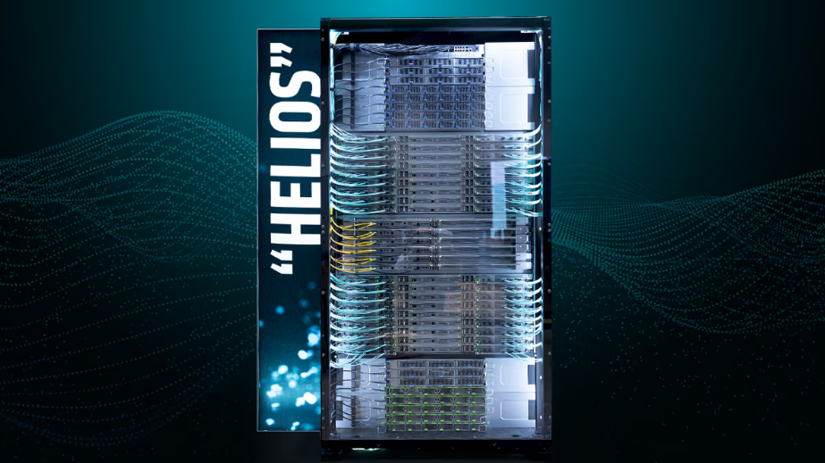 AMD發布首款機架級人工智能系統Helios。(AMD網站截圖)