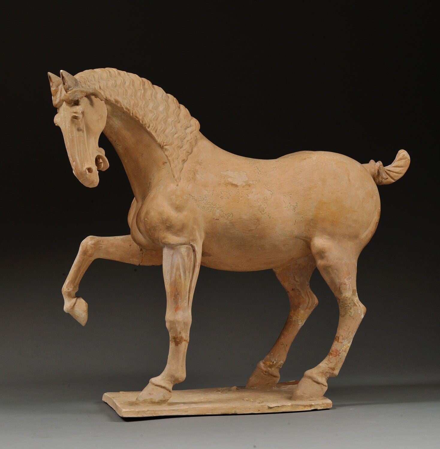 中華文化節的展覽活動「香港賽馬會呈獻系列:長安萬象—陝西隋唐文明展」,展品包括咸陽市禮泉縣張士貴墓出土的唐朝白陶舞馬。(圖片來源:香港歷史博物館)