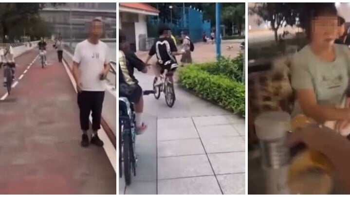 多輛俗稱「子彈仔」的改裝單車，不分晝夜在荃灣西海傍穿梭，沿途有單車上的少年手執垃圾、水彈、石塊，隨機擲向途人後逃去，當中物件更懷疑包括俗稱「馬蹄鐵」的單車煞車部件「U片」，亦有人蓄意向婦人淋潑液體，最少有3名途人遇襲，不過片段未能顯示事發時間及日期。(影片截圖)